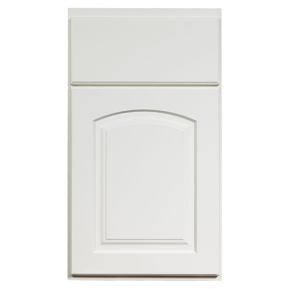 Crystal Brentwood Roman cabinet door in Frosty White on PGM