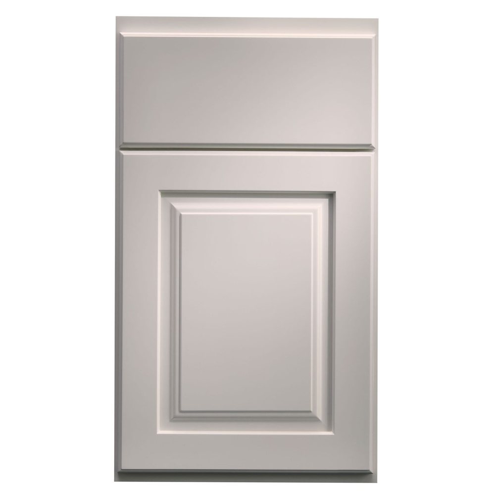 Crystal Brentwood cabinet door in Frosty White on PGM