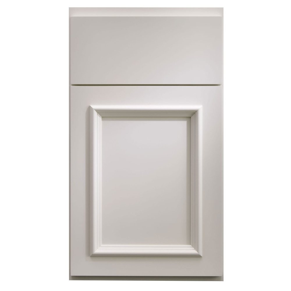 Crystal Deephaven cabinet door in Frosty White on PGM — photographed by Crystal