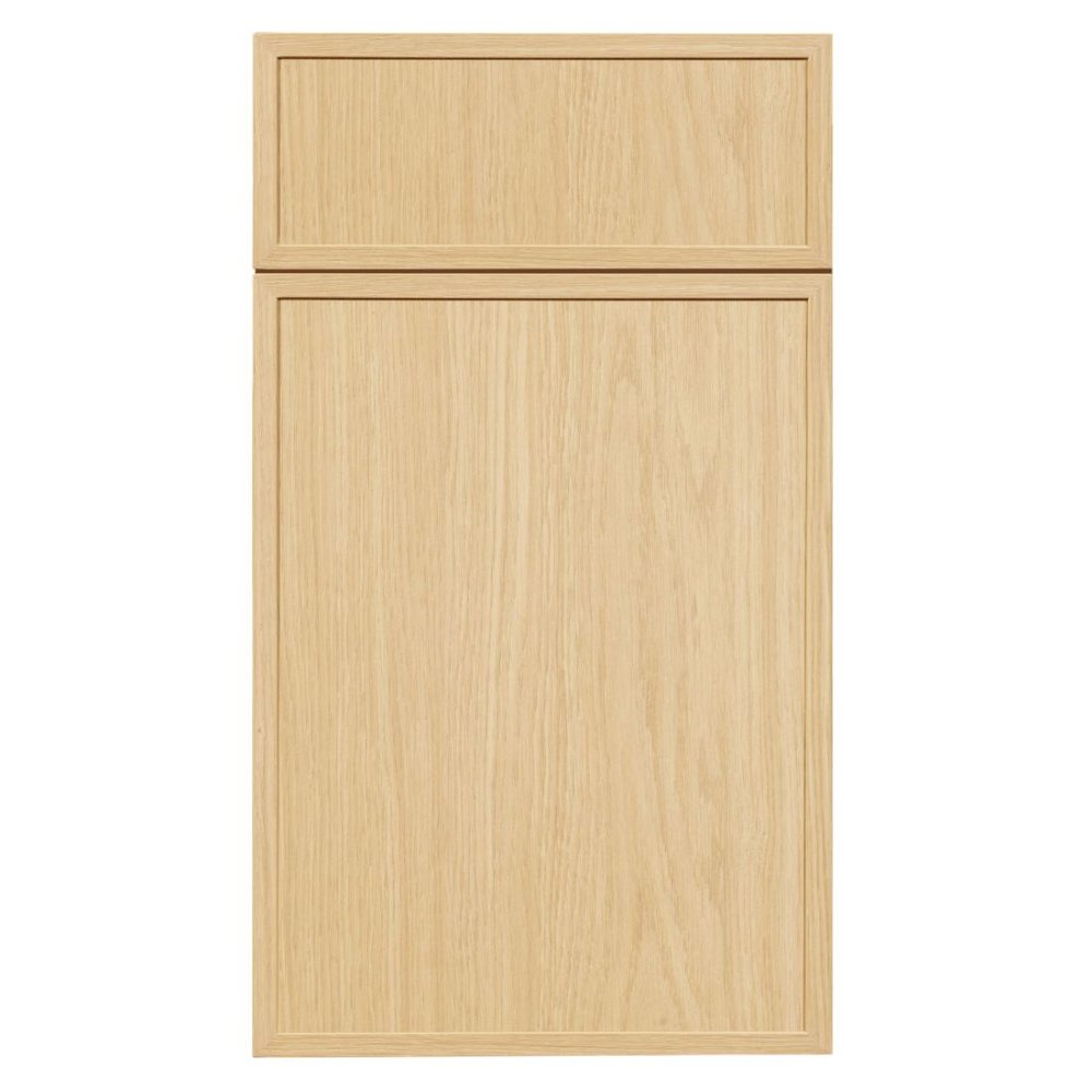 Crystal Muskoka Shaker cabinet door in Light Oak — photographed by Crystal