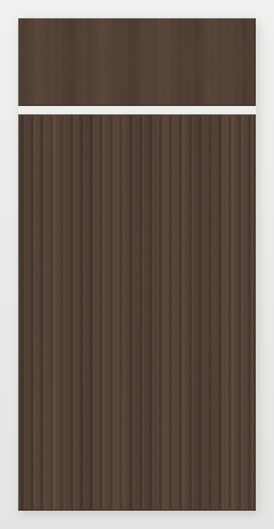 NOMA Reeded Vanity Front cabinet door shown in Drift Walnut (illustration)