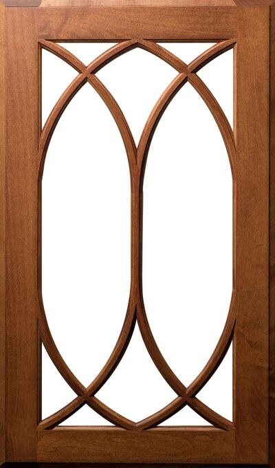 Plain & Fancy Double Arched 12 Lite Mullion cabinet door in Custom Color on hard maple