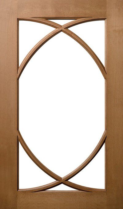 Plain & Fancy Half Arched 7 Lite Mullion cabinet door in Toffee on hard maple