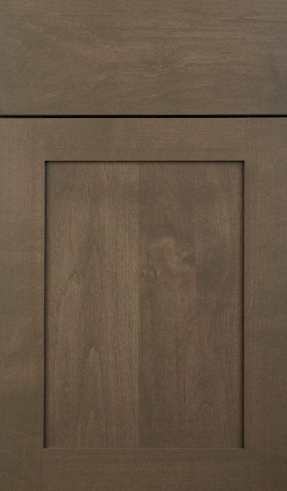 Plain & Fancy Quaker cabinet door — Standard Alder · Whiskey Barrel · full overlay