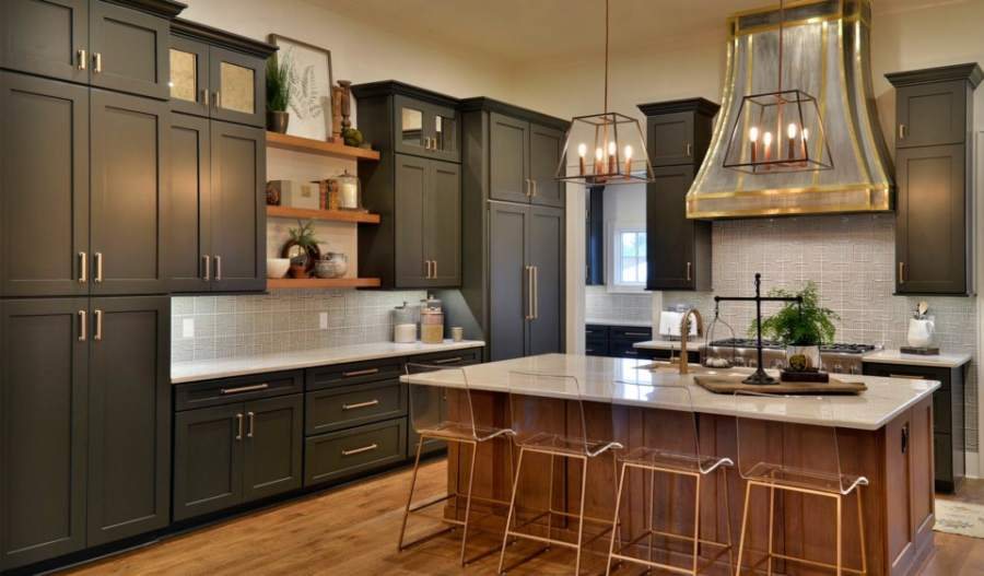 Maple Homestead II in Iron with a natural vintage cherry island — Kith Kitchens photo