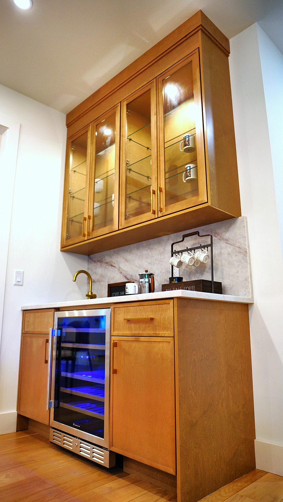 Timber bar with beverage center
