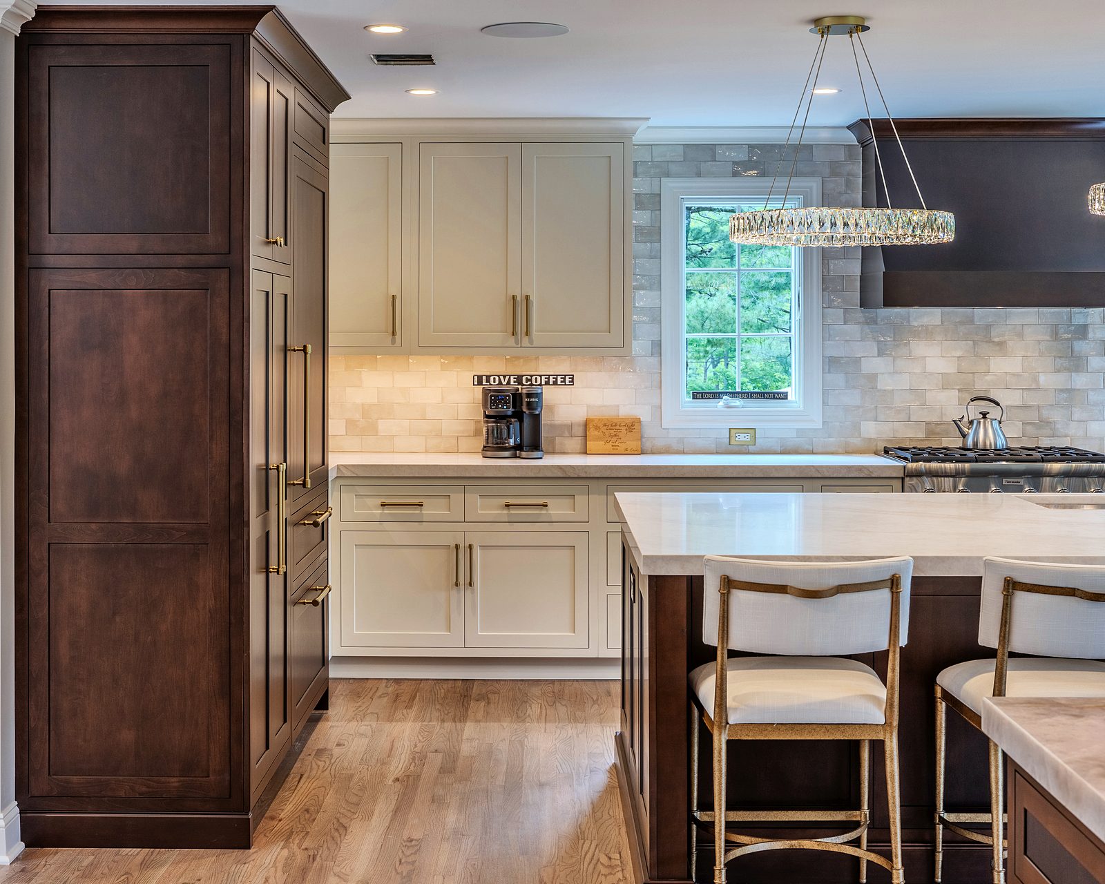 Panel-ready refrigerator wall with Sable stain