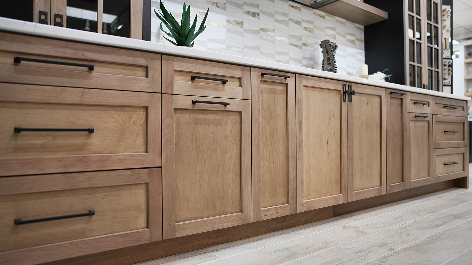 Kitchen display at My House Kitchen — Oak slab display