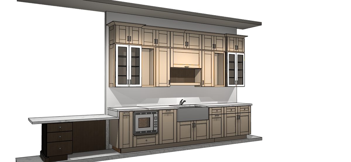 My House Kitchen Rochelle Park showroom — Fabuwood Galaxy display (design rendering)