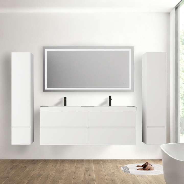 Blossom Assisi vanity, 60 inch, in Glossy White