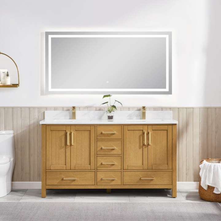 Blossom Basel bathroom vanity, 60 inch, in Ivory Oak