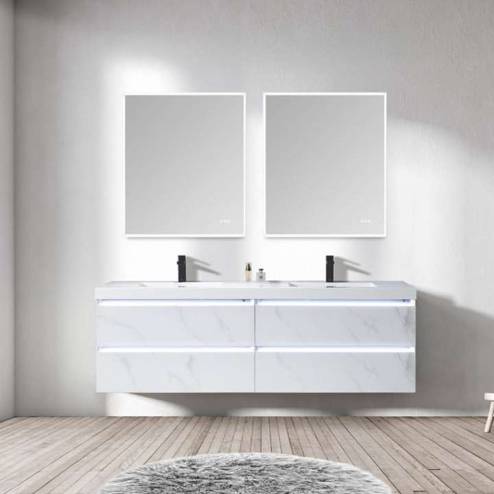 Blossom Jena vanity, 72 inch, in Calacatta White