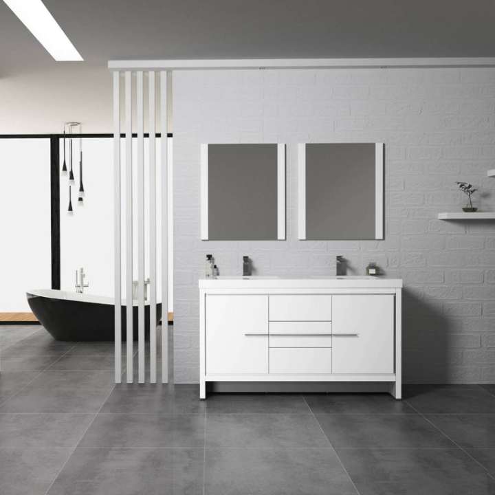 Blossom Milan vanity, 60 inch, in Glossy White