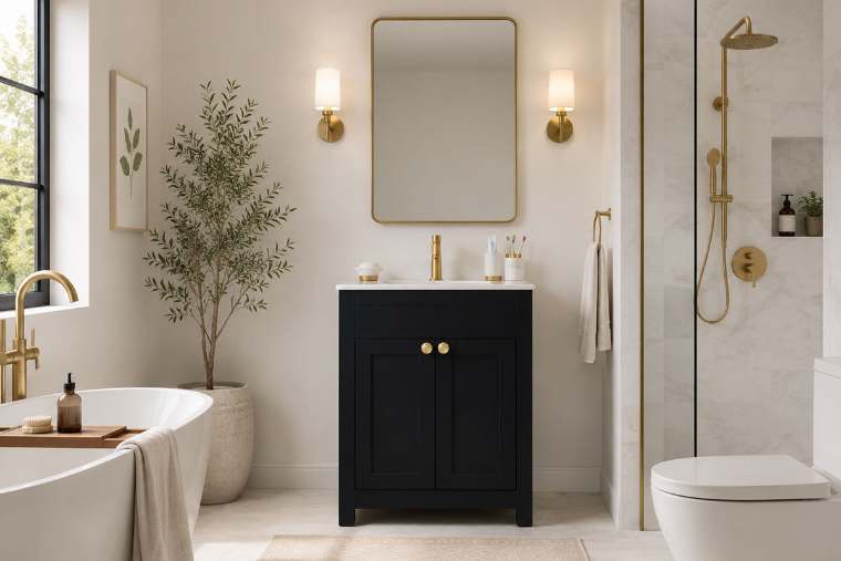 Otto Home Goods Aria vanity in Black, 24 inch