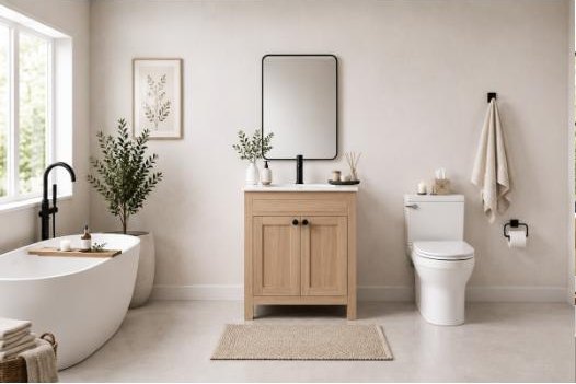 Otto Home Goods Aria vanity in Natural Oak