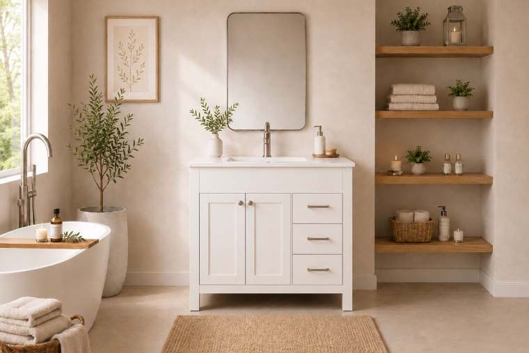 Otto Home Goods Aria bathroom vanity, 36 inch, in White
