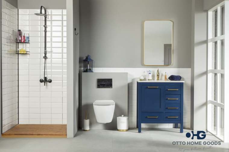 Otto Home Goods Ashley vanity in Navy Blue, 30 inch