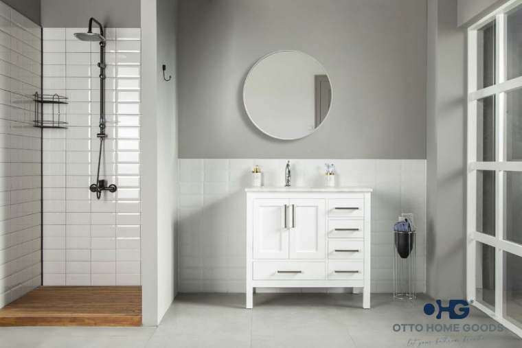 Otto Home Goods Ashley bathroom vanity, 36 inch, in White
