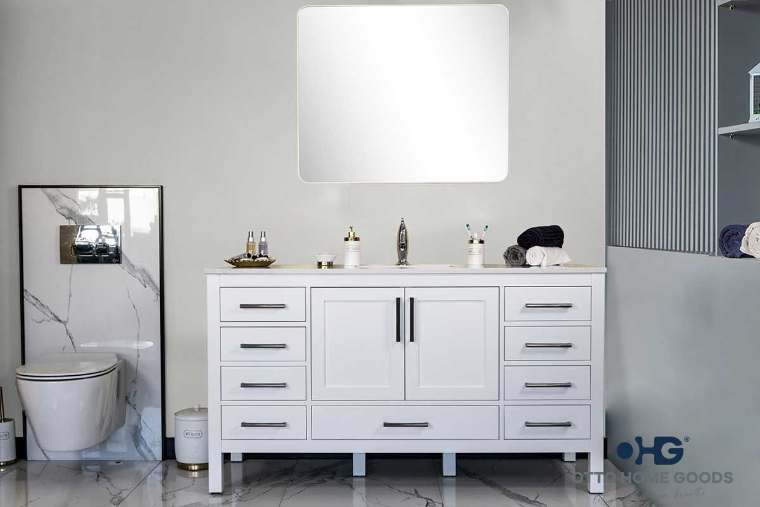 Otto Home Goods Ashley vanity, 60 inch single sink, in White