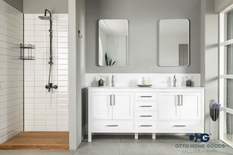 Otto Home Goods Ashley bathroom vanity, 72 inch, in White