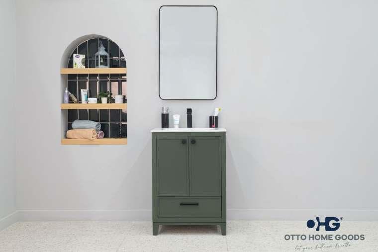 Otto Home Goods Frame vanity in Pine Green, 24 inch