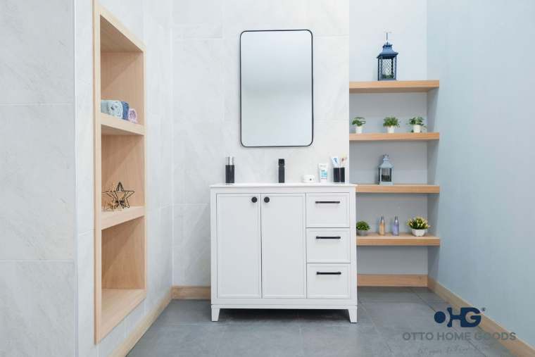 Otto Home Goods Frame vanity, 36 inch, in White
