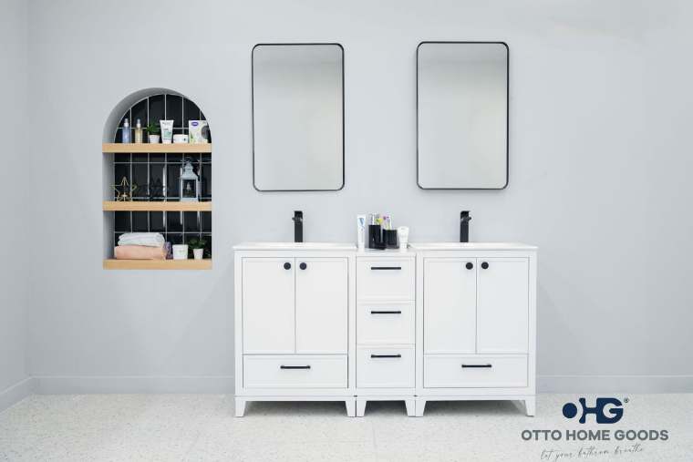 Otto Home Goods Frame vanity, 60 inch, in White