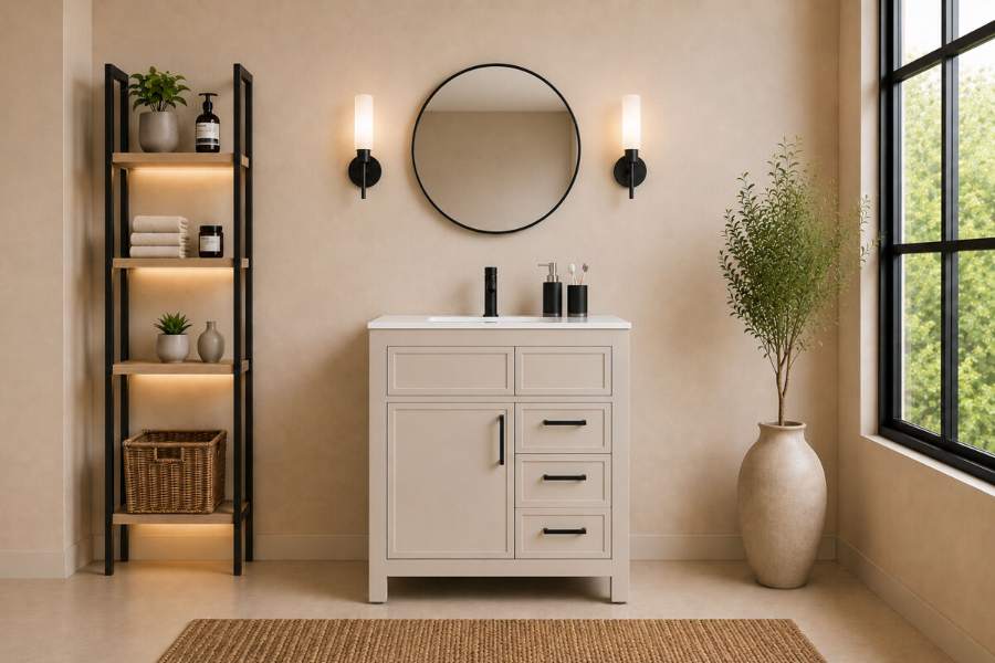 Otto Home Goods Novello vanity, 30 inch, in Beige