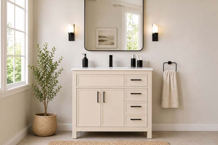 Otto Home Goods Novello vanity, 36 inch, in Beige