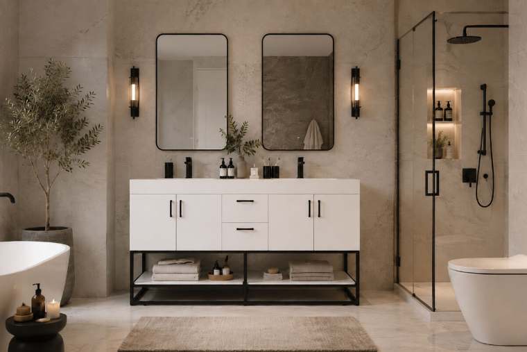Otto Home Goods Solana vanity, 60 inch, in White