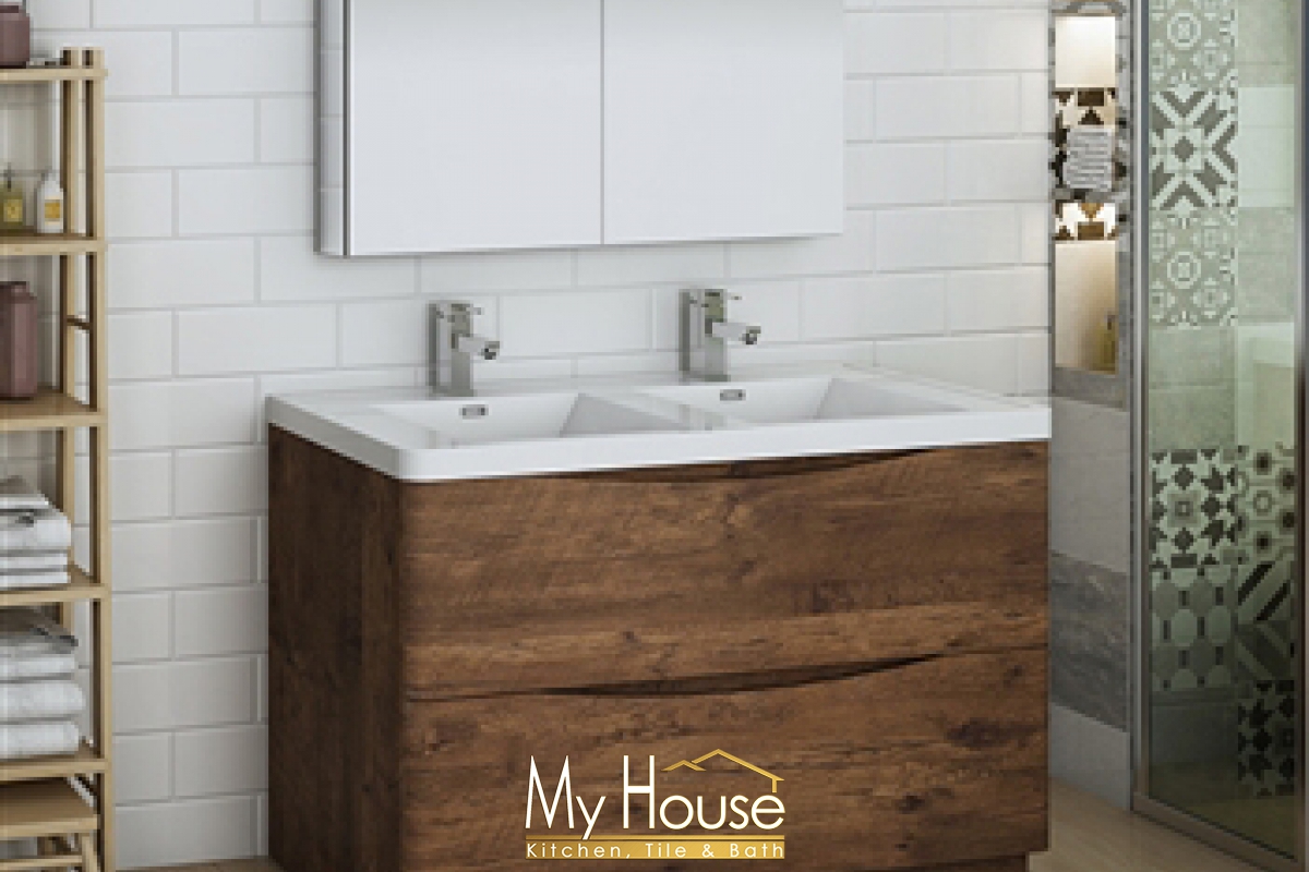 Fresca 48 Double Senza Tuscany Rosewood Vanity